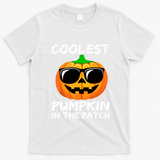 Cute Halloween Kids Coolest Pumpkin In The Patch Glasses Teens Gift T-Shirt - White