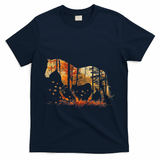 Cute Horse Lover Autumn Leaves Pony Animal Wildlife T-Shirt - Navy