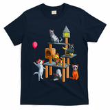 Cat Horror Movies Cute Halloween For Cat Kitty Lovers T-Shirt - Navy Blue
