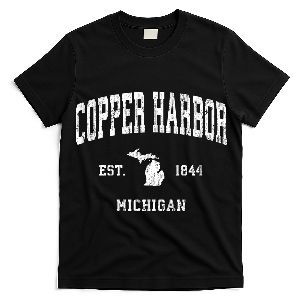 Copper Harbor Michigan Mi Vintage Established Athletic Sports Design T-Shirt