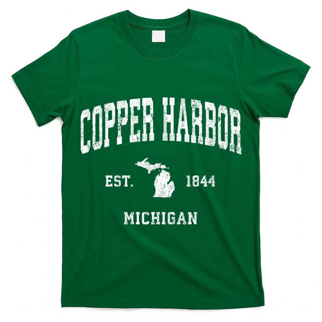 Copper Harbor Michigan Mi Vintage Established Athletic Sports Design T-Shirt