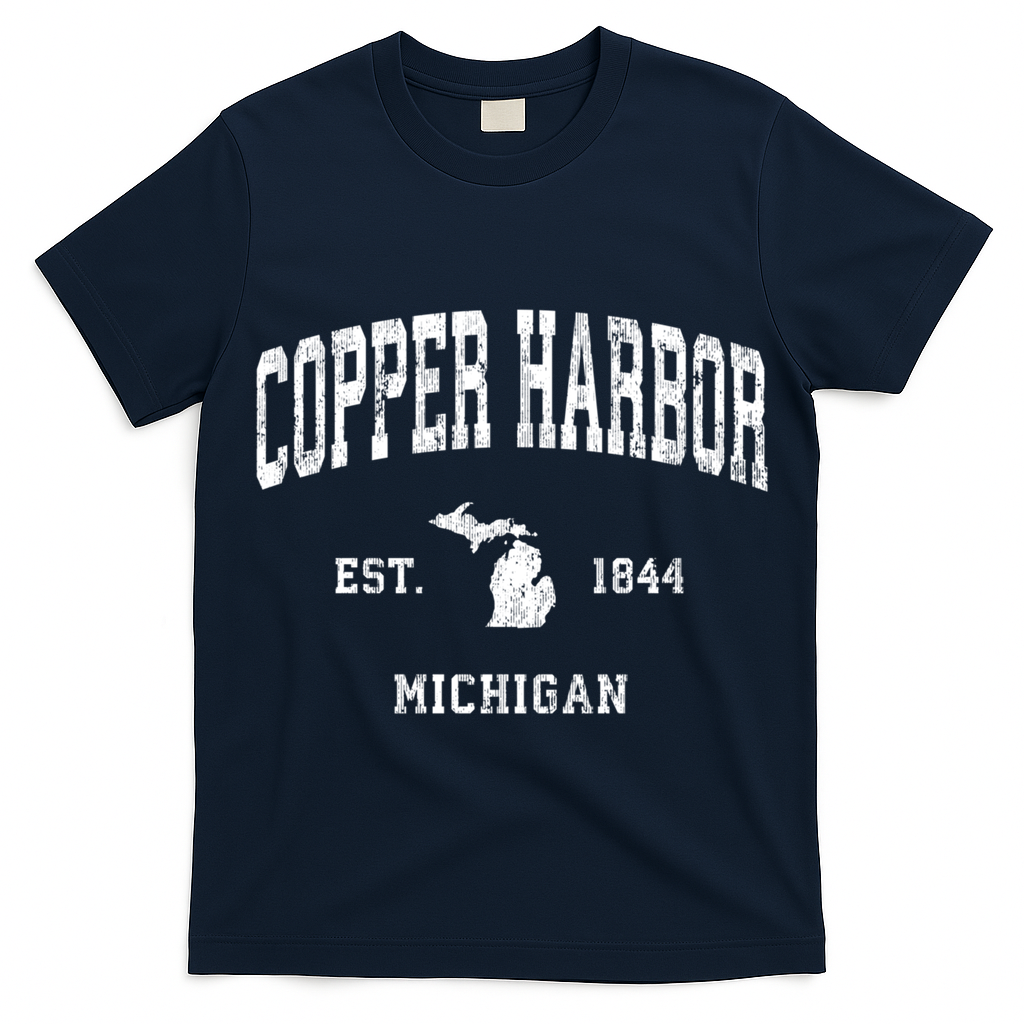 Copper Harbor Michigan Mi Vintage Established Athletic Sports Design T-Shirt
