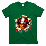 Creepy Halloween Peeking Through Clown T-Shirt - Irish Green