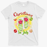Christmas In July Summer Flip Flops T-Shirt - White