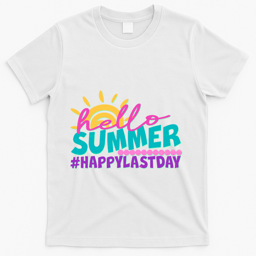 Cute Hello Summer #Happy Last Day T-Shirt - White