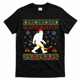 Christmas Hockey Sasquatch Slapsquatch Bigfoot T-Shirt - Black