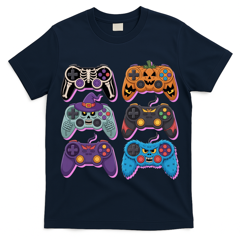 Cute Halloween Skeleton Zombie Gaming Control Gamer T-Shirt
