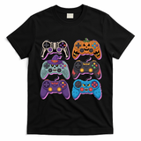 Cute Halloween Skeleton Zombie Gaming Control Gamer T-Shirt - Black