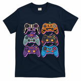 Cute Halloween Skeleton Zombie Gaming Control Gamer T-Shirt - Navy Blue