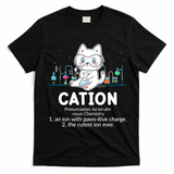 Chemistry Humor Science Teacher Cat Pun Cation Gift T-Shirt - Black