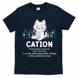 Chemistry Humor Science Teacher Cat Pun Cation Gift T-Shirt - Navy Blue