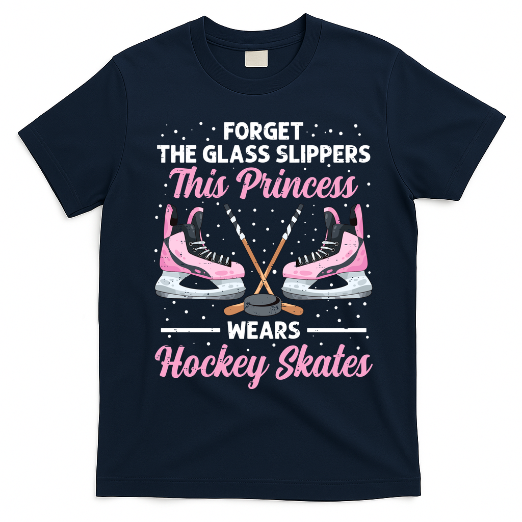 Cool Ice Hockey Design For Girl Mom Wo Ice Hockey Player T-Shirt - Navy Blue