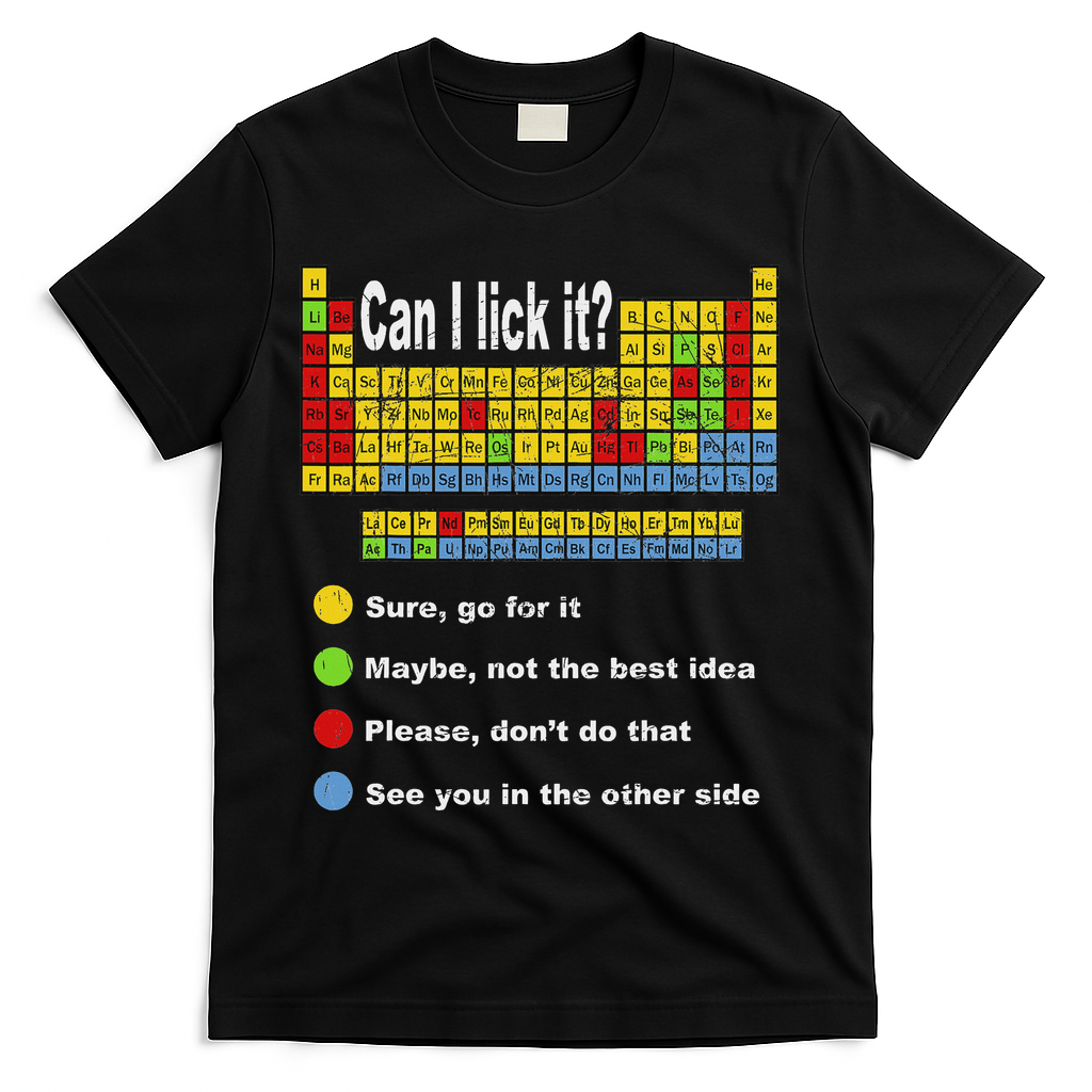 Can I Lick It Periodic Table Teacher Student Vintage T-Shirt - Black