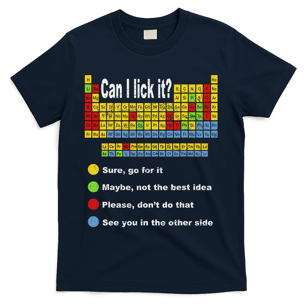 Can I Lick It Periodic Table Teacher Student Vintage T-Shirt - Navy