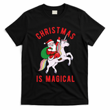Christmas Is Magical Unicorn Santa Claus T-Shirt - Black