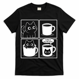 Coffee Is My Safe Place Cat Meme T-Shirt - Black