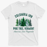Columbia Inn Pine Tree Vermont Merry Christmas T-Shirt - White