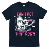 Can I Pet That Dog Skeleton Halloween T-Shirt - Navy Blue
