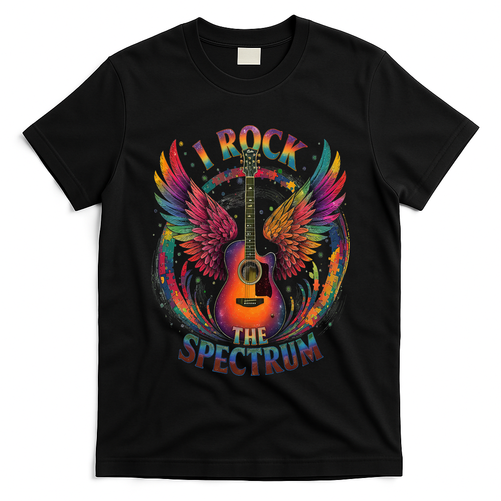 Cute I ROCK THE SPECTRUM Autism Dad Peace Love Unique I T-Shirt