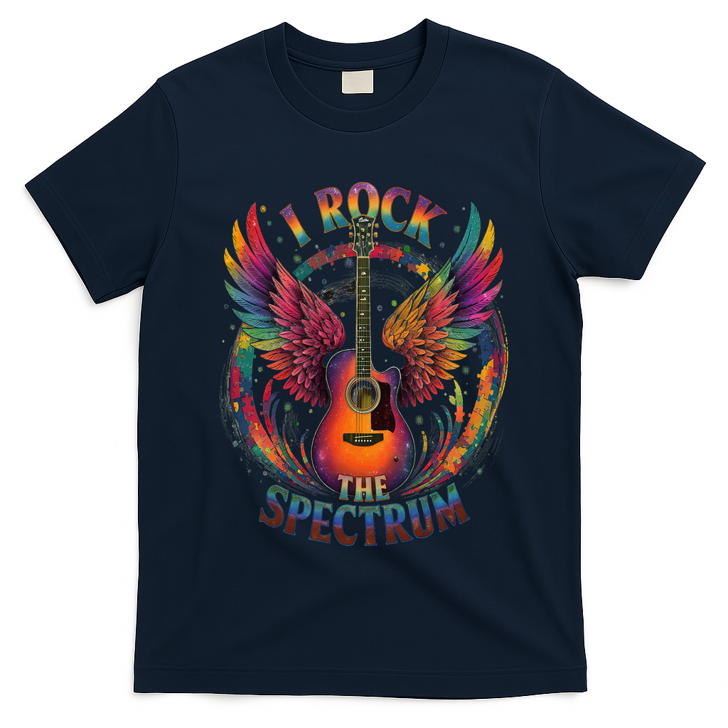 Cute I ROCK THE SPECTRUM Autism Dad Peace Love Unique I T-Shirt
