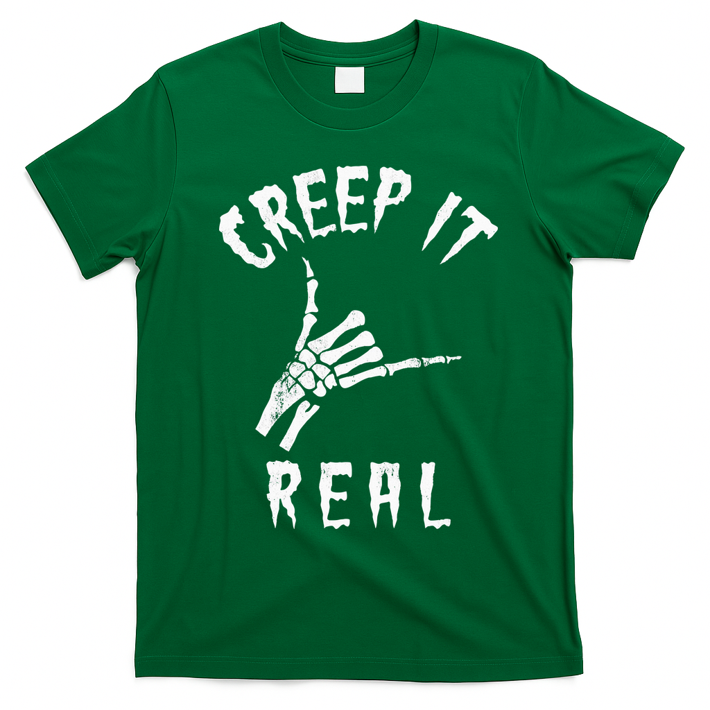 Creep It Real Skeleton Hand Shaka T-Shirt - Irish Green