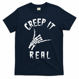 Creep It Real Skeleton Hand Shaka T-Shirt - Navy Blue