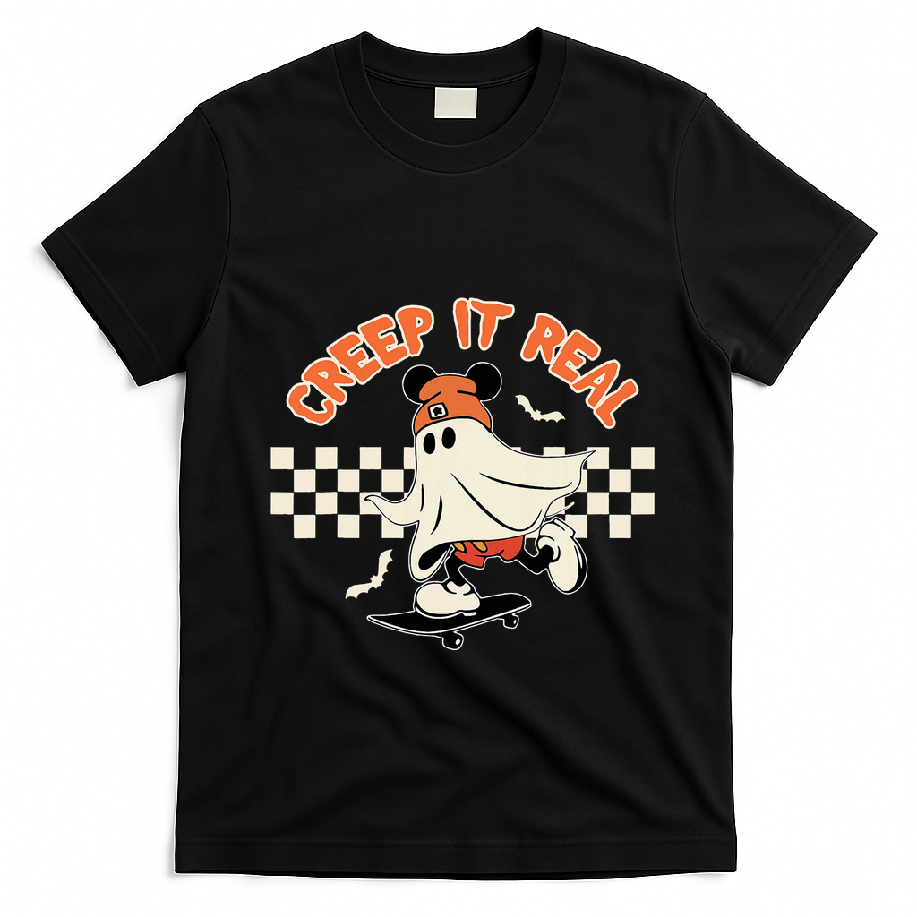 Creep It Real Spooky Ghost Mouse T-Shirt - Black