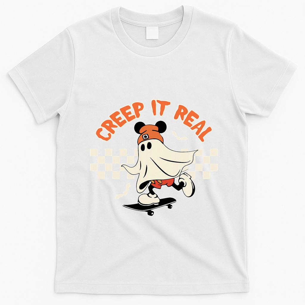 Creep It Real Spooky Ghost Mouse T-Shirt - White