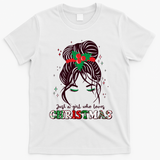 Cute Just A Girl Who Loves Christmas T-Shirt - White