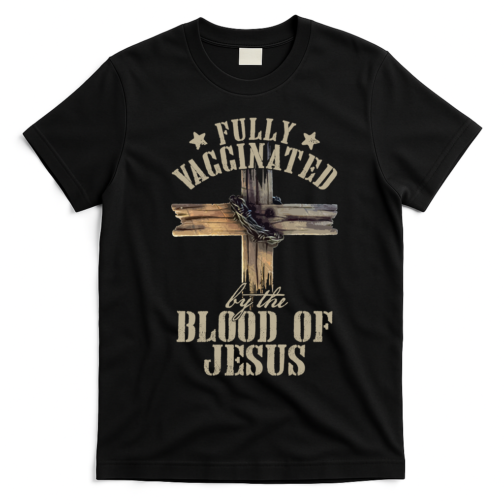 Christian Jesus Lover Fully Vaccinated By The Blood Of Jesus Long Sleeve TShirt T-Shirt - Black