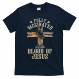 Christian Jesus Lover Fully Vaccinated By The Blood Of Jesus Long Sleeve TShirt T-Shirt - Navy Blue