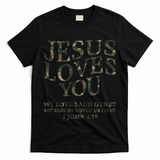 Camo Jesus Loves You White Christian God Son Brother T-Shirt