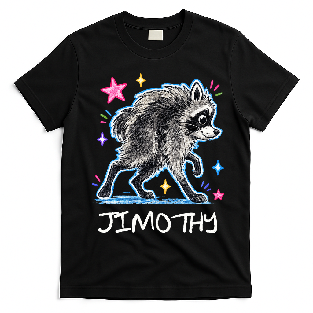 Cute Jimothy Raccoon Funny T-Shirt - Black