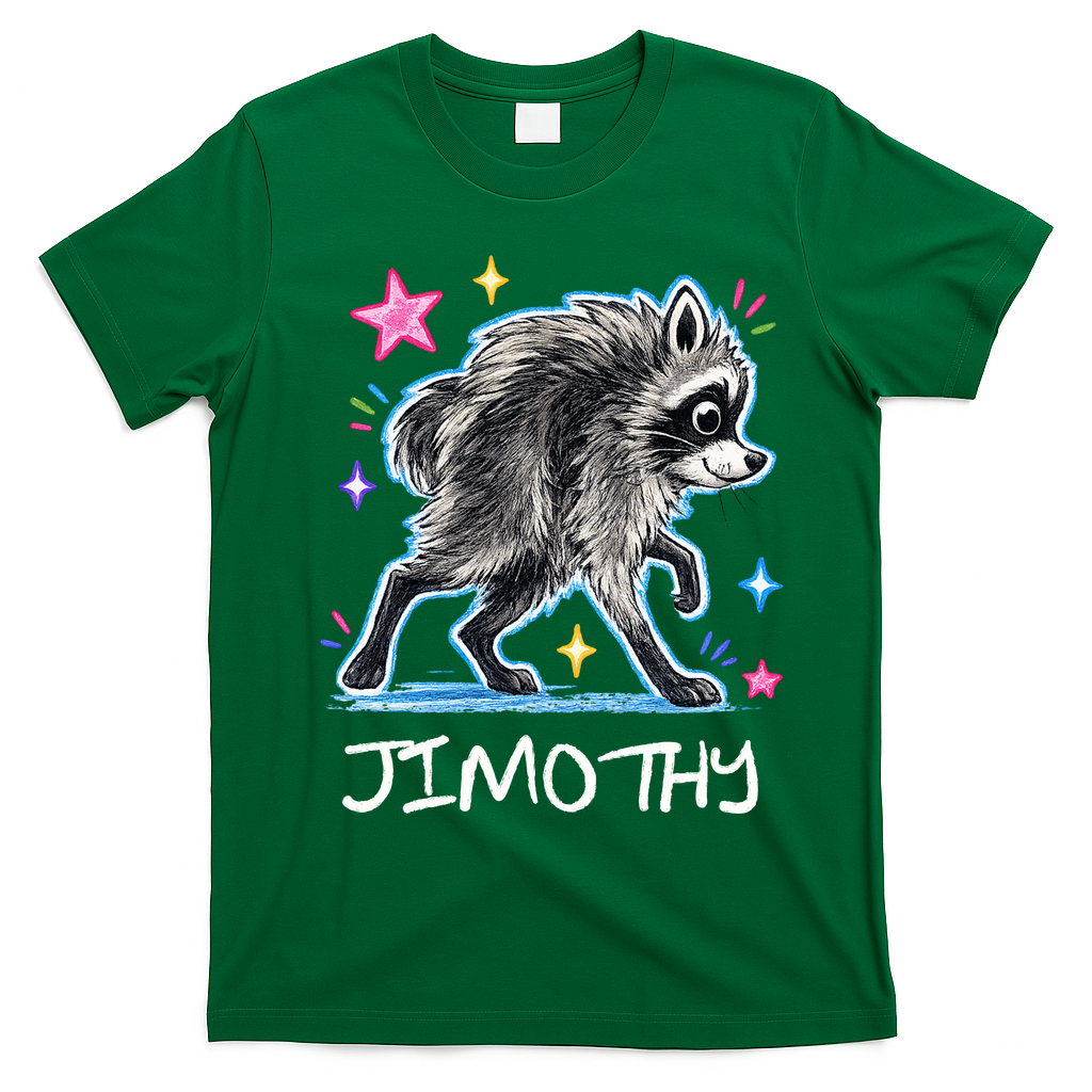 Cute Jimothy Raccoon Funny T-Shirt - Irish Green