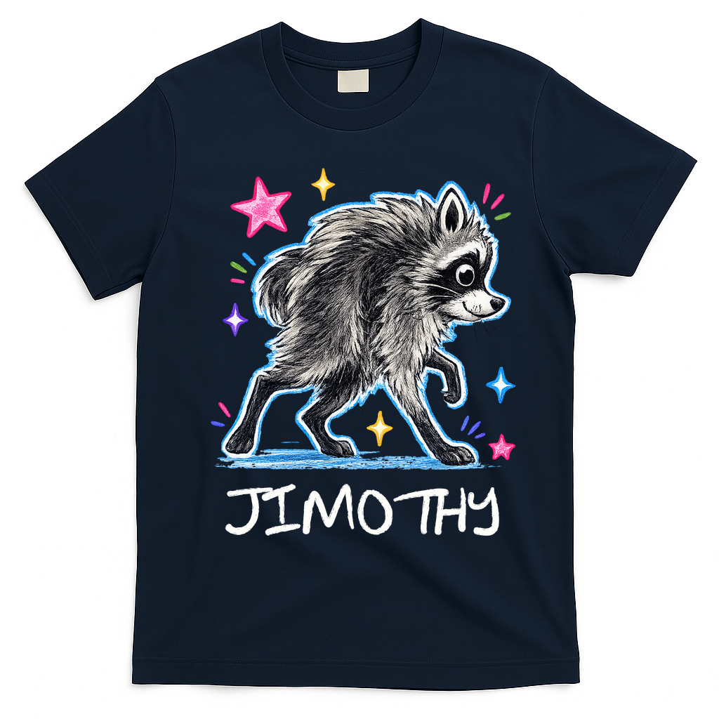 Cute Jimothy Raccoon Funny T-Shirt - Navy Blue