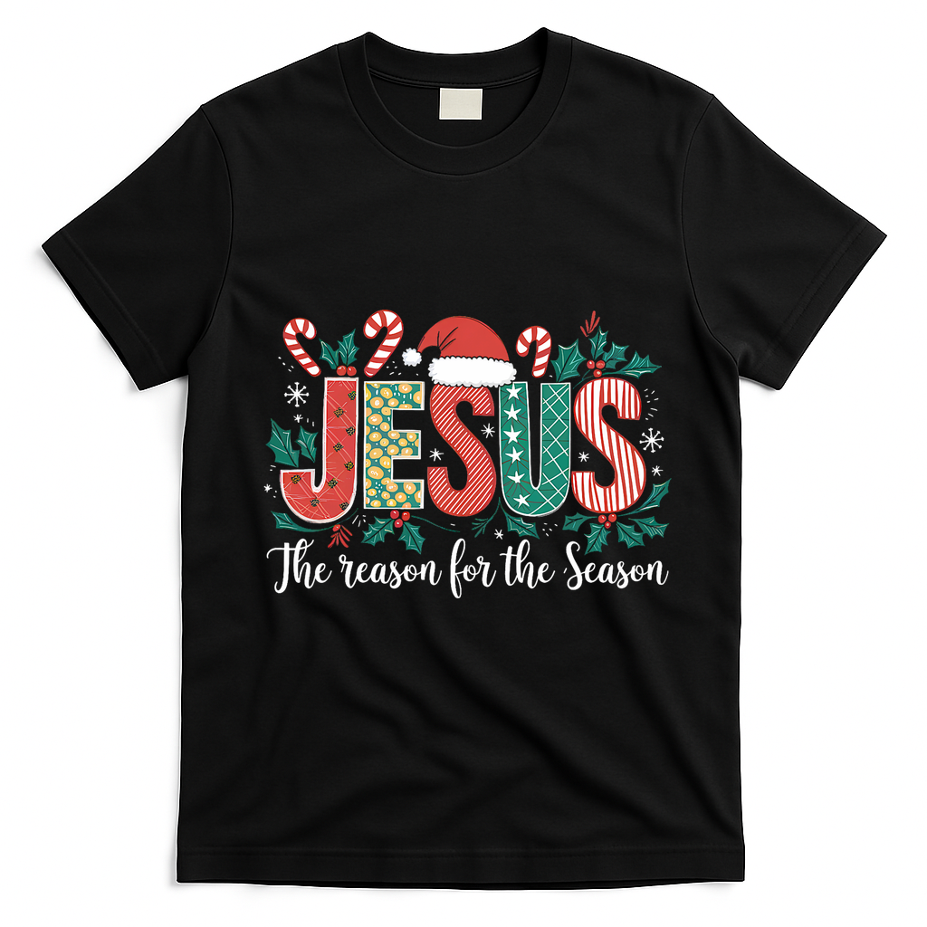 Christian Jesus The Reason Xmas Holiday Season Christmas T-Shirt - Black