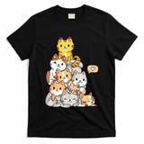 Cute Kawaii Cat Kitty Meowtain Cats Pile Chibi Women Girls T-Shirt