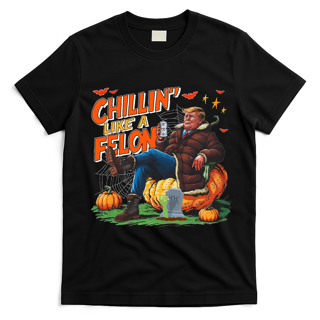 Chillin Like A Felon Donald Trump Buschlight Beer Halloween T-Shirt - Black