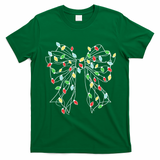 Christmas Light Coquette Bow T-Shirt - Irish Green