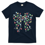Christmas Light Coquette Bow T-Shirt - Navy Blue