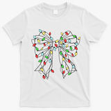 Christmas Light Coquette Bow T-Shirt - White
