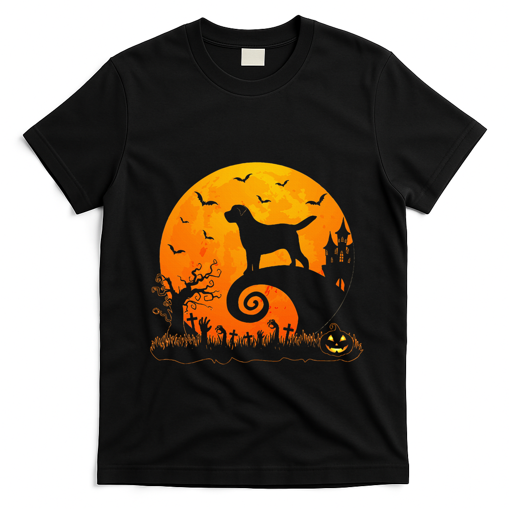 Chocolate Lab Dog Moon Halloween Dog Lover T-Shirt - Black