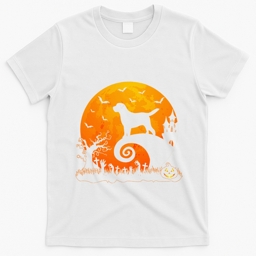 Chocolate Lab Dog Moon Halloween Dog Lover T-Shirt - White