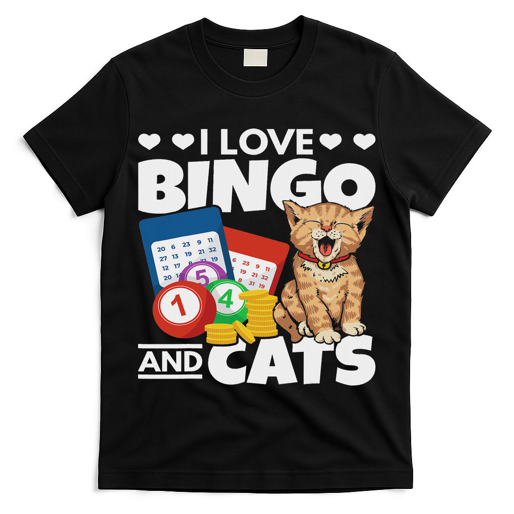 Cat Lover I Love Bingo And Cats Gambling Bingo Player Bingo T-Shirt