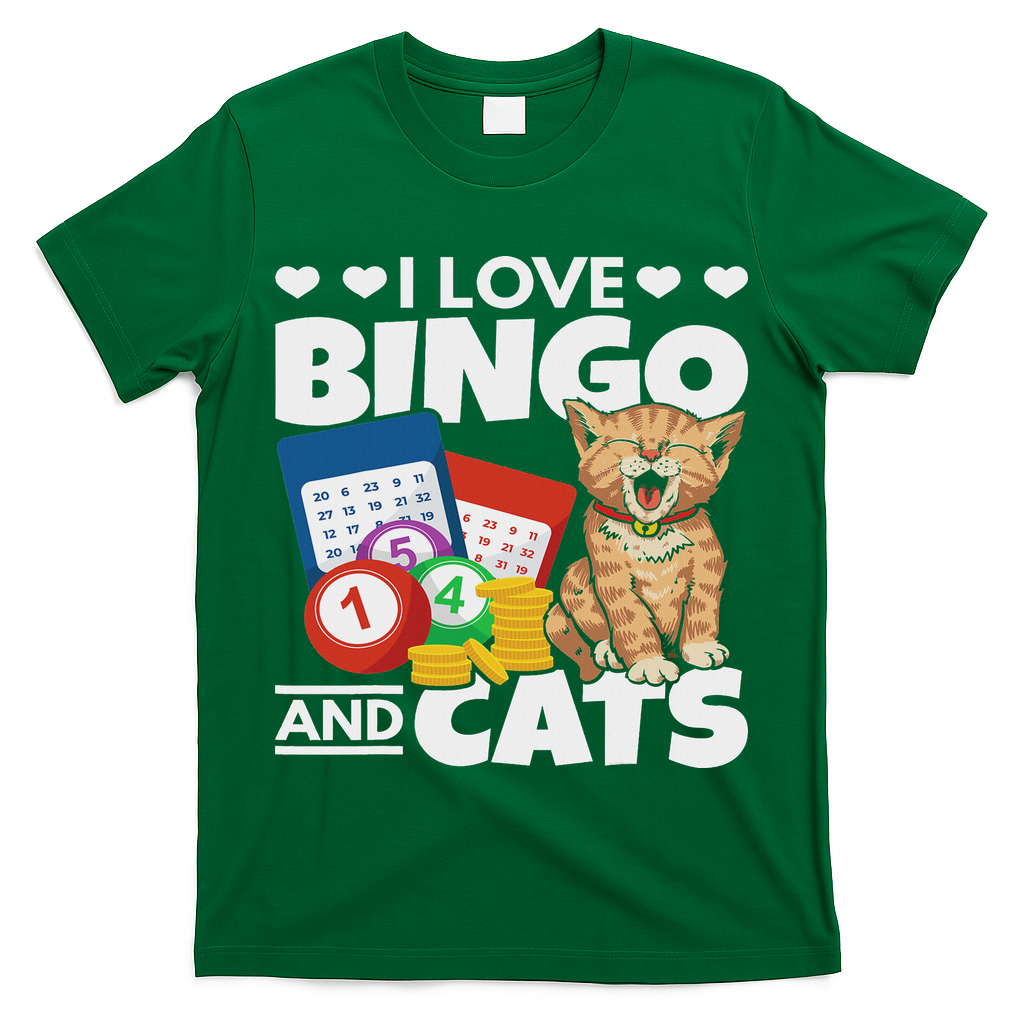 Cat Lover I Love Bingo And Cats Gambling Bingo Player Bingo T-Shirt
