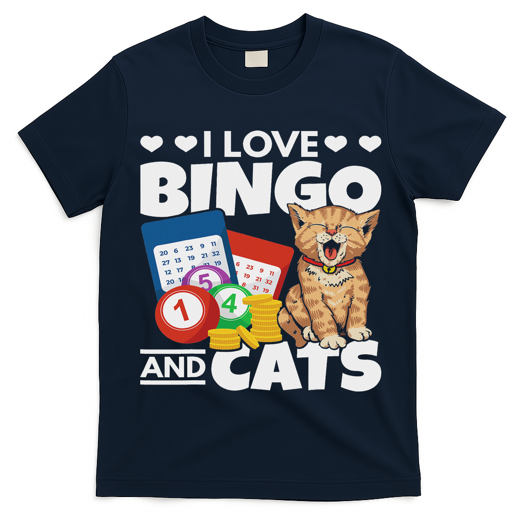 Cat Lover I Love Bingo And Cats Gambling Bingo Player Bingo T-Shirt