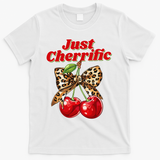 Cherry Lover Leopard Print Coquette Summer Just Cherrific T-Shirt - White
