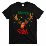 Christmas Lights Moose Merry Christmoose T-Shirt - Black
