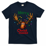 Christmas Lights Moose Merry Christmoose T-Shirt - Navy Blue