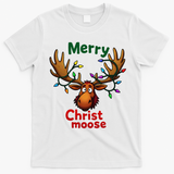 Christmas Lights Moose Merry Christmoose T-Shirt - White